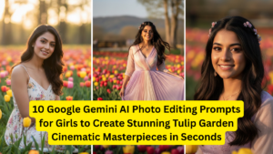10 Google Gemini AI Photo Editing Prompts for Girls to Create Stunning Tulip Garden Cinematic Masterpieces in Seconds
