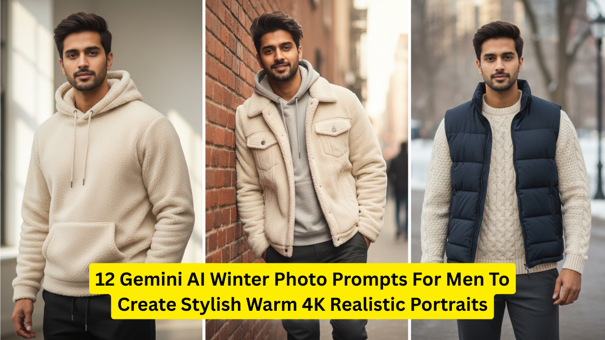 12 Gemini AI Winter Photo Prompts For Men To Create Stylish Warm 4K Realistic Portraits