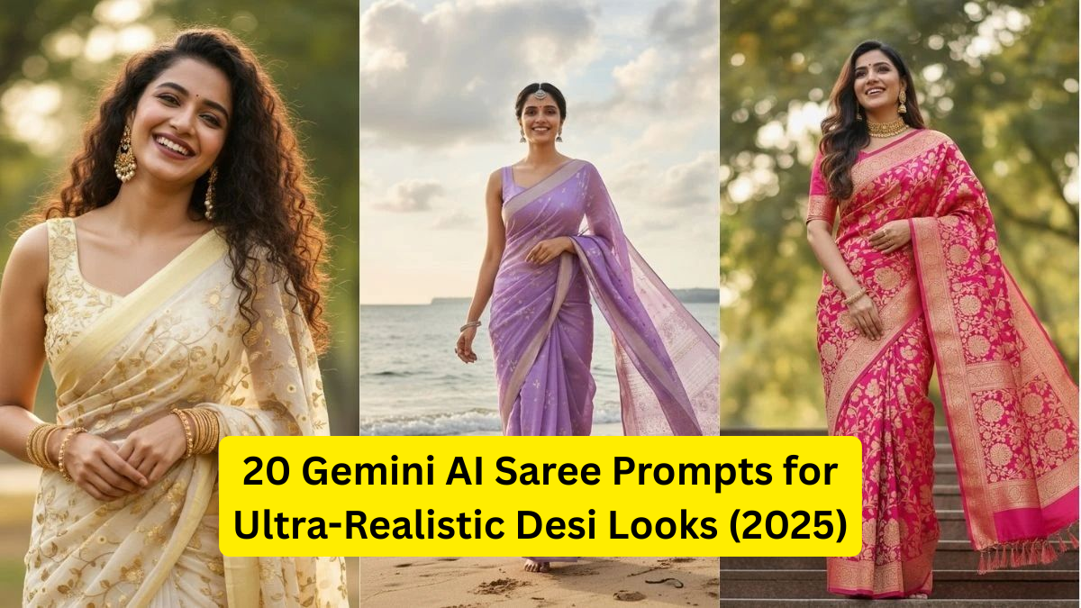 20 Gemini AI Saree Prompts for Ultra-Realistic Desi Looks (2025)